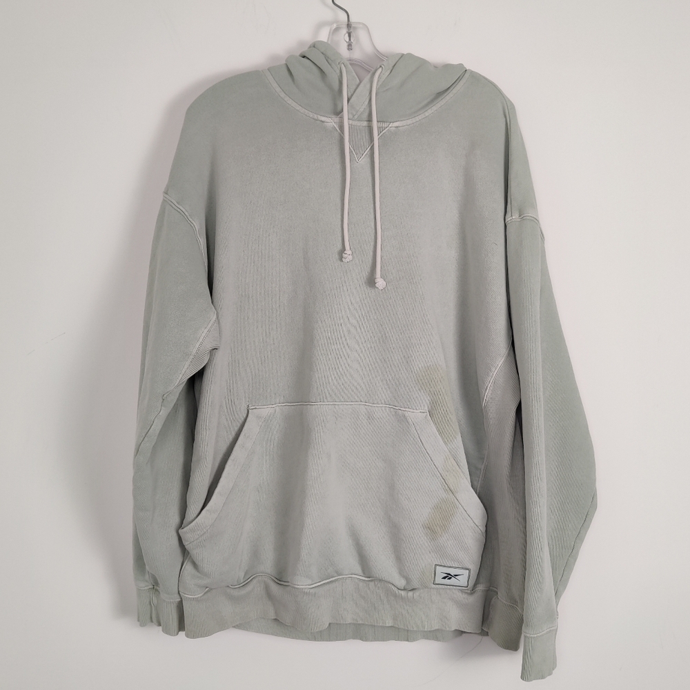 Reebok Men's 100% Cotton Hoodie Sweatshirt in Light Green Size XL Loose Fit